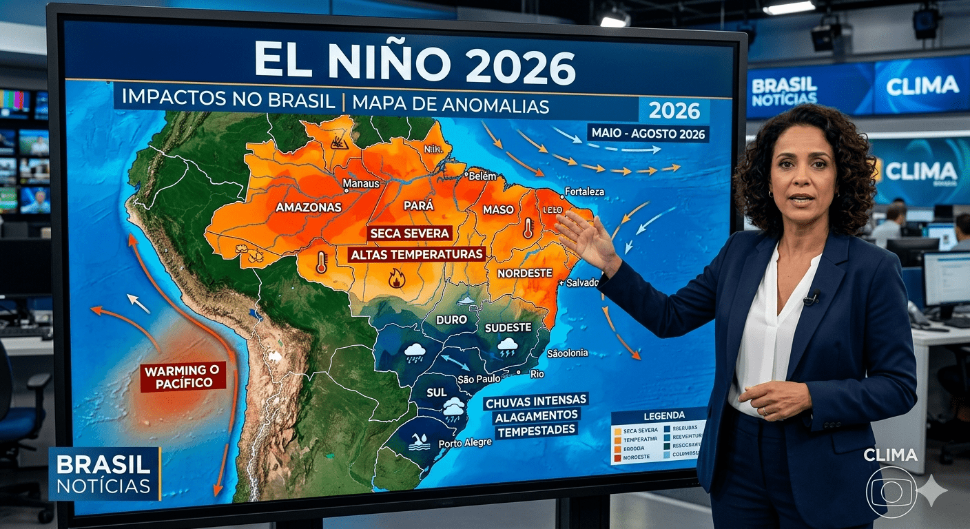 Gemini_Generated_Image_x58818x58818x588 Meteorologista apresenta o mapa climático do Brasil com previsão de clima para 2026, destacando áreas de alta temperatura, chuva e mudanças climáticas próximas ao futuro.